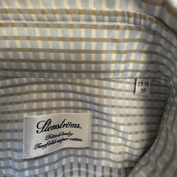 Stenstroms Sweden Classic Blue Gingham Men's Casual Shirt 15.5 Medium - Picture 7 of 13